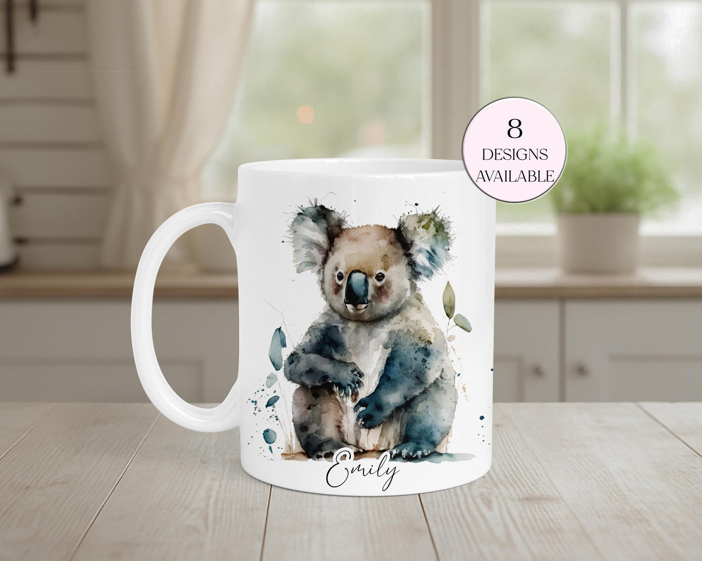 Personalised Koala Bear Mug & Coaster Set – Watercolour Animal Gift