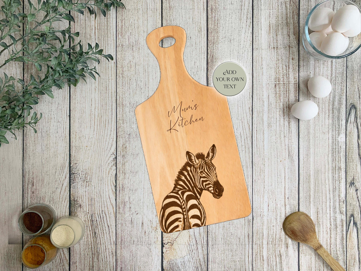 Personalised Zebra Chopping Board | Engraved Wooden Serving Board | Zebra Gift