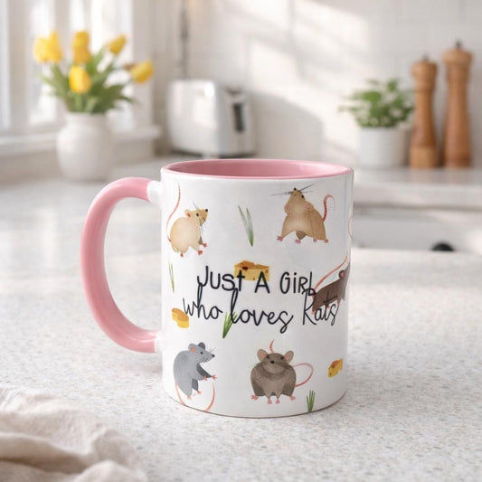 Just A Girl Who Loves Rats Mug & Coaster –  Rat Lover Gift