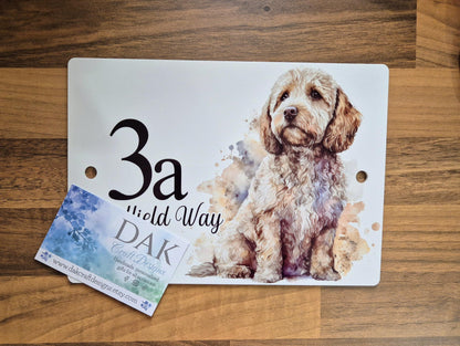 Personalised Watercolour Cockapoo House Sign | Acrylic Gate Plaque | New Home Gift