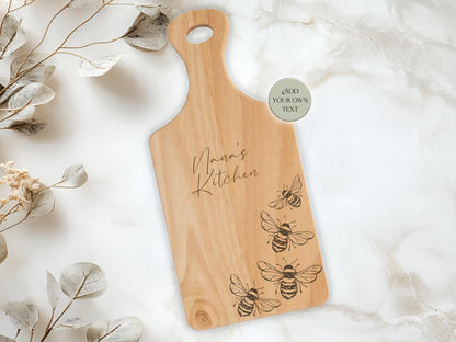 Personalised Wooden Bumble bee Chopping Board – Custom Engraved Kitchen Gift