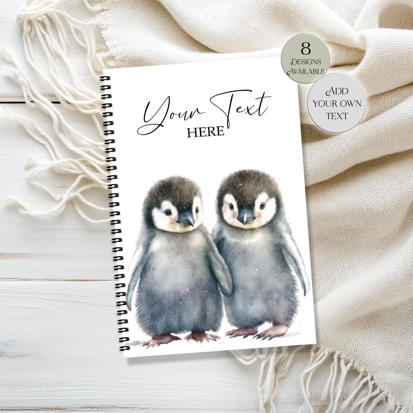Personalised Penguin Notebook – Watercolour A4/A5 Journal - Gift for Penguin Lover