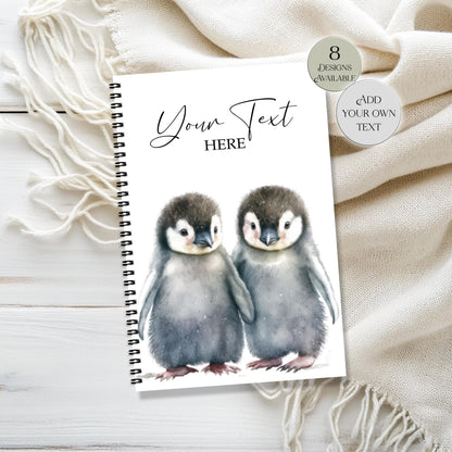 Personalised Penguin Notebook – Watercolour A4/A5 Journal - Gift for Penguin Lover