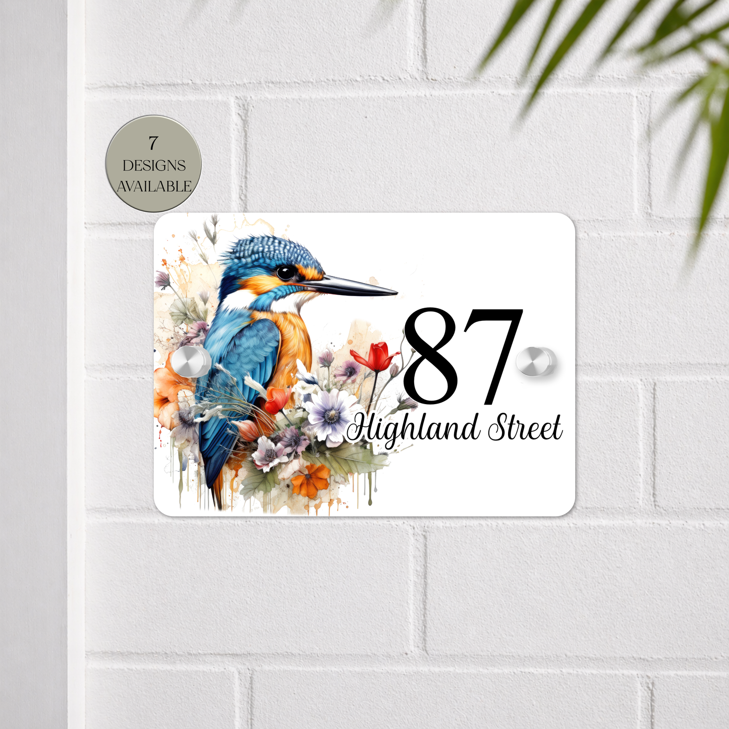 Personalised Watercolour Kingfisher House Sign | Acrylic Gate Plaque | New Home Gift