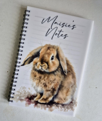 Personalised Bunny Notebook | A4 & A5 Rabbit Journal | Lined Notepad | Stationery Gift for Animal Lovers