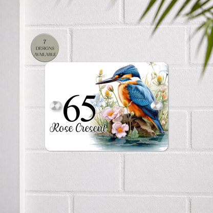 Personalised Watercolour Kingfisher House Sign | Acrylic Gate Plaque | New Home Gift