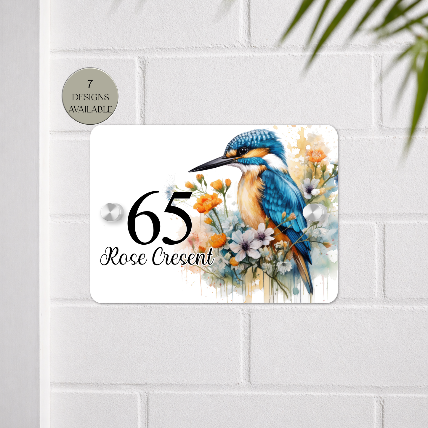 Personalised Watercolour Kingfisher House Sign | Acrylic Gate Plaque | New Home Gift