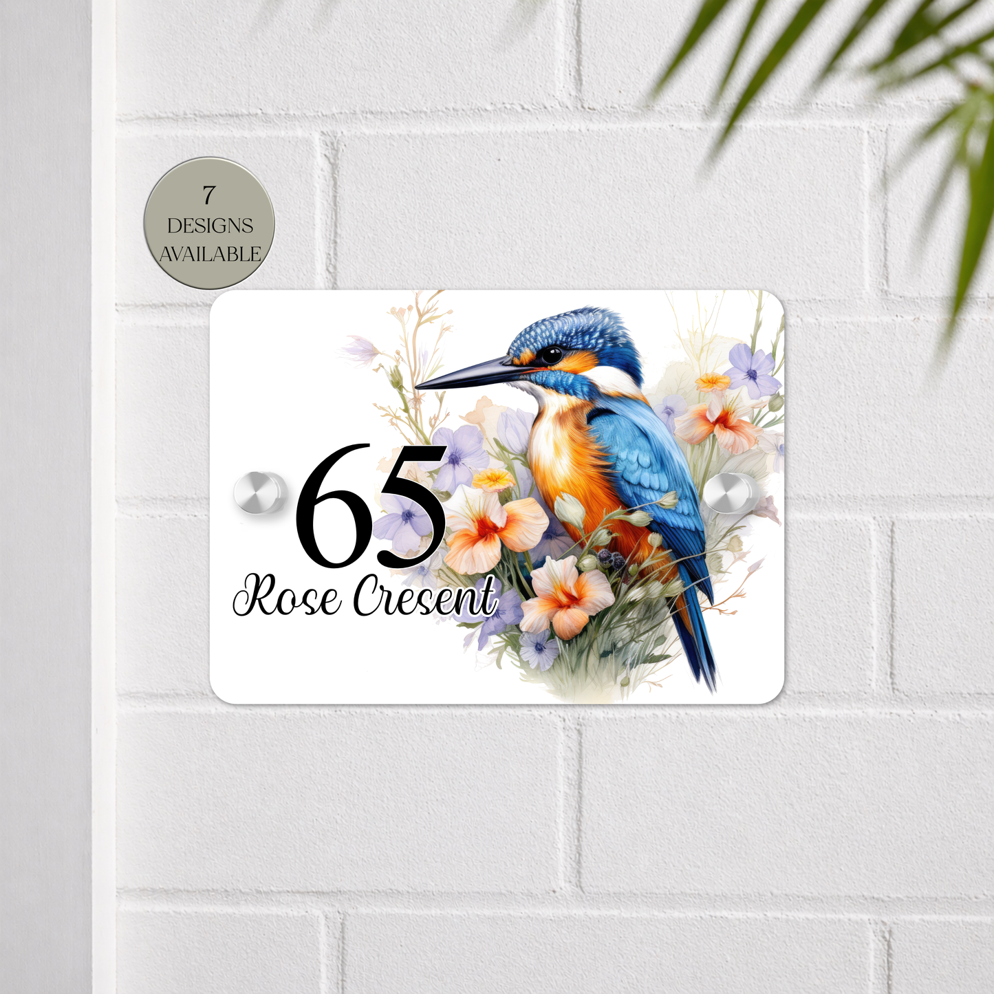 Personalised Watercolour Kingfisher House Sign | Acrylic Gate Plaque | New Home Gift