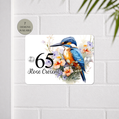 Personalised Watercolour Kingfisher House Sign | Acrylic Gate Plaque | New Home Gift