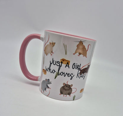 Just A Girl Who Loves Rats Mug & Coaster –  Rat Lover Gift