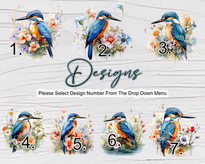Personalised Kingfisher Makeup Bag – Custom Linen Pouch with Strap