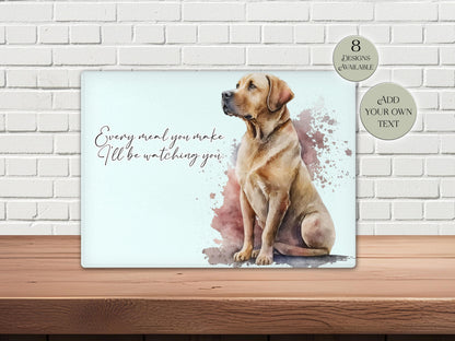 Personalised Yellow Labrador Glass Chopping Board – Custom Dog Lover Kitchen Gift