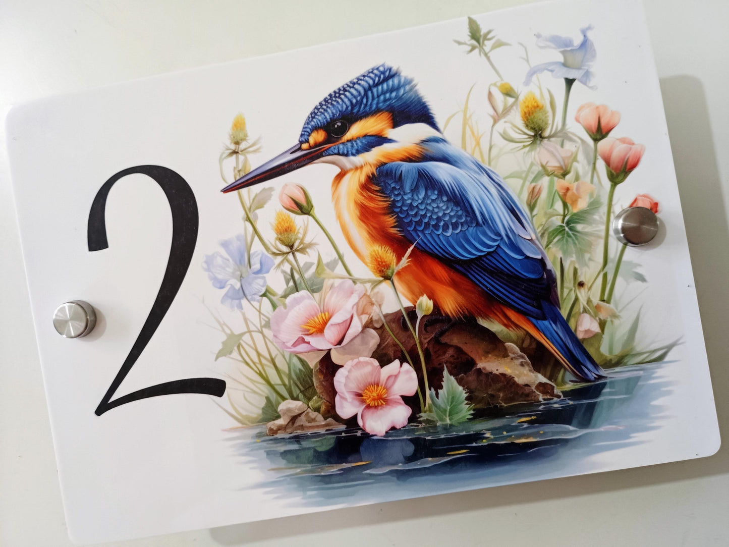 Personalised Watercolour Kingfisher House Sign | Acrylic Gate Plaque | New Home Gift