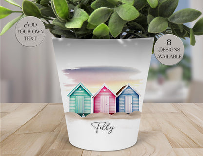 Ceramic Beach Hut Plant Pot – Pen Storage, Makeup Brush Organiser - Coastal Home Décor