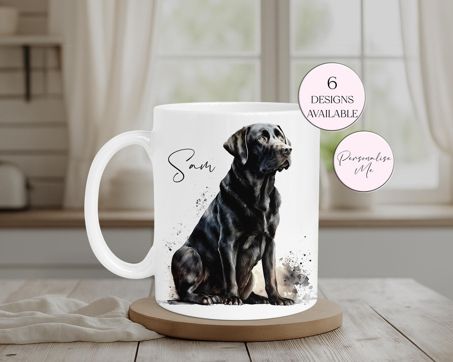 Personalised Black Labrador Mug & Coaster Set – Dog Lover Gift
