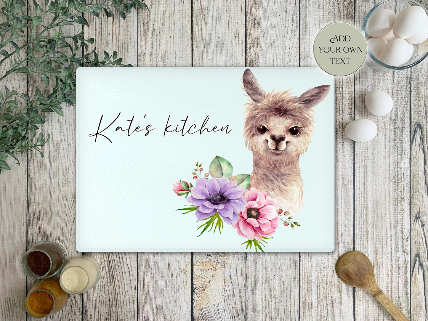 Personalised Llama Glass Chopping Board | A3 or A4 | Llama Lover Gift