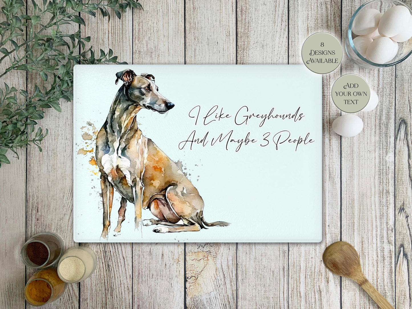 Personalised Greyhound Glass Chopping Board | Dog Lover Kitchen Gift