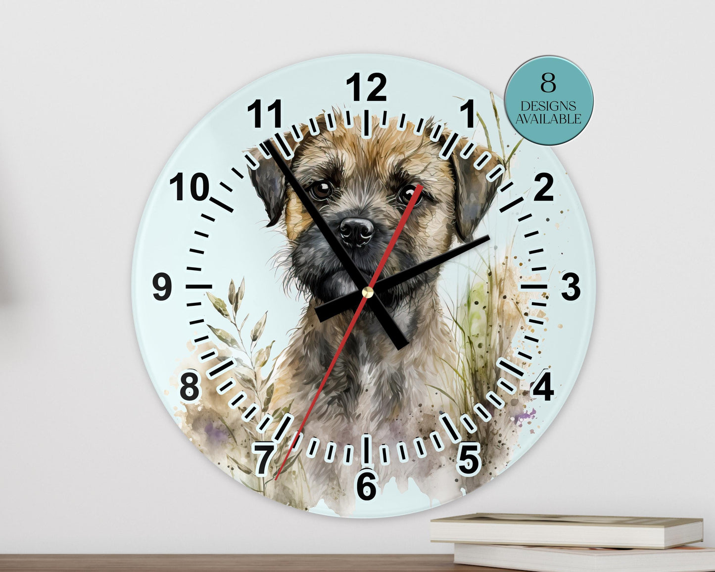 Border Terrier Glass Wall Clock – Dog Lover Gift & Home Décor