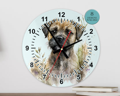 Border Terrier Glass Wall Clock – Dog Lover Gift & Home Décor