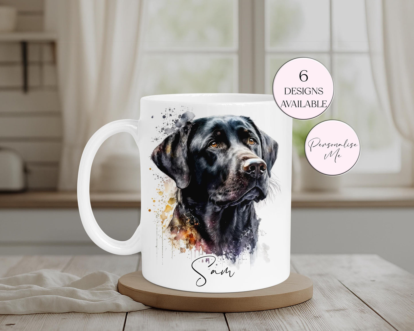 Personalised Black Labrador Mug & Coaster Set – Dog Lover Gift