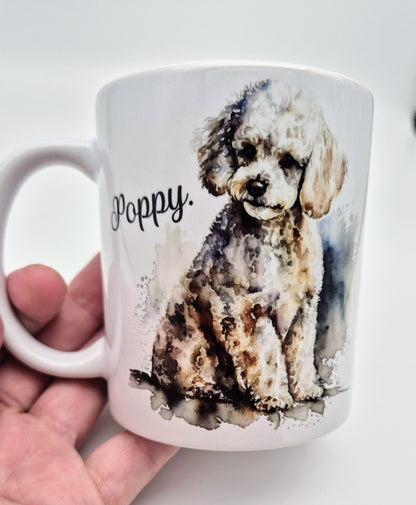 Personalised Poodle Mug & Coaster Set – Dog Lover Gift | Custom Name Coffee Cup
