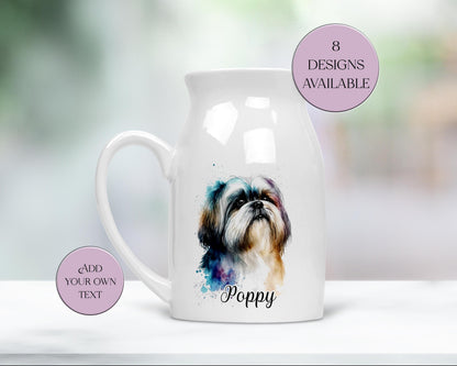 Personalised Shih Tzu Milk Jug & Vase – Watercolour Dog Gift | Shih Tzu Home Décor