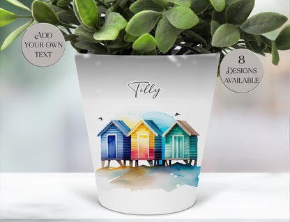 Ceramic Beach Hut Plant Pot – Pen Storage, Makeup Brush Organiser - Coastal Home Décor