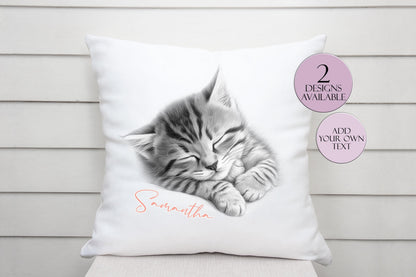 Personalised Sketched Kitten Cushion – Custom Cat Lover Gift | Pet Throw Pillow