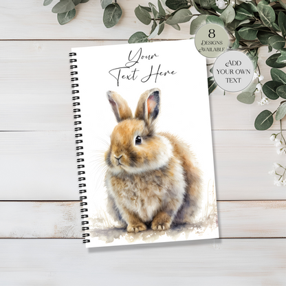 Personalised Bunny Notebook | A4 & A5 Rabbit Journal | Lined Notepad | Stationery Gift for Animal Lovers