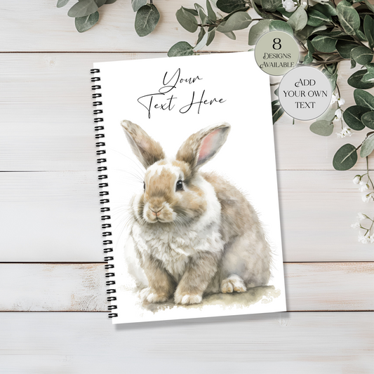 Personalised Bunny Notebook | A4 & A5 Rabbit Journal | Lined Notepad | Stationery Gift for Animal Lovers