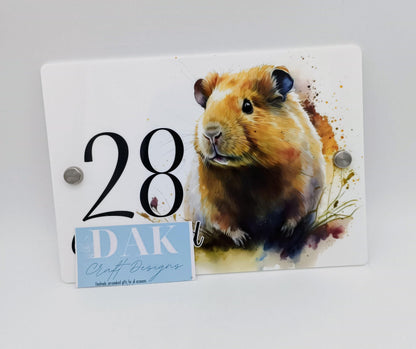 Personalised Guinea Pig Acrylic House Sign | Custom House Number Plaque | New Home Gift