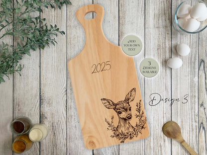 Personalised Wooden Deer Cutting Board – Custom Engraved Kitchen Gift
