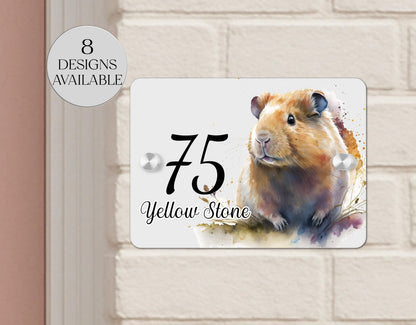 Personalised Guinea Pig Acrylic House Sign | Custom House Number Plaque | New Home Gift