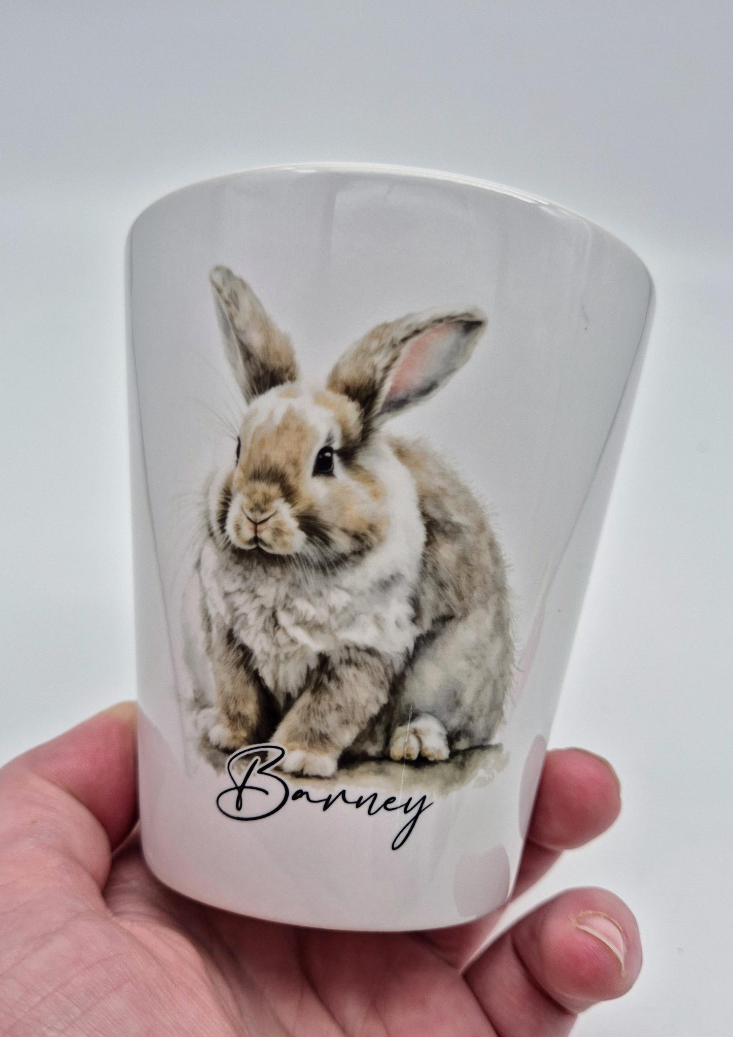 Personalised Watercolour Bunny Rabbit Plant Pot – Custom Pen & Brush Holder | Rabbit Lover Gift