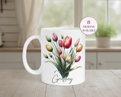 Personalised Watercolour Tulip Mug & Coaster Set | Floral Gift for Her