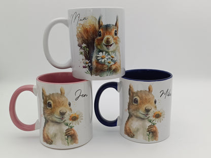 Personalised Watercolour Squirrel Mug & Coaster Set | Wildlife Gift