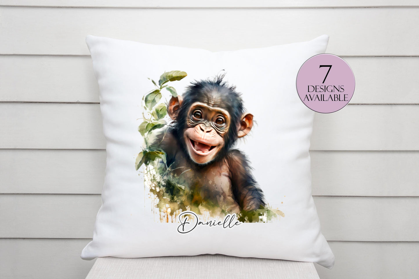 Personalised Cheeky Monkey Cushion – Custom Animal Throw Pillow | Kids & Nursery Gift
