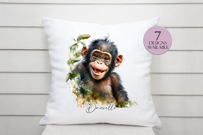 Personalised Cheeky Monkey Cushion – Custom Animal Throw Pillow | Kids & Nursery Gift
