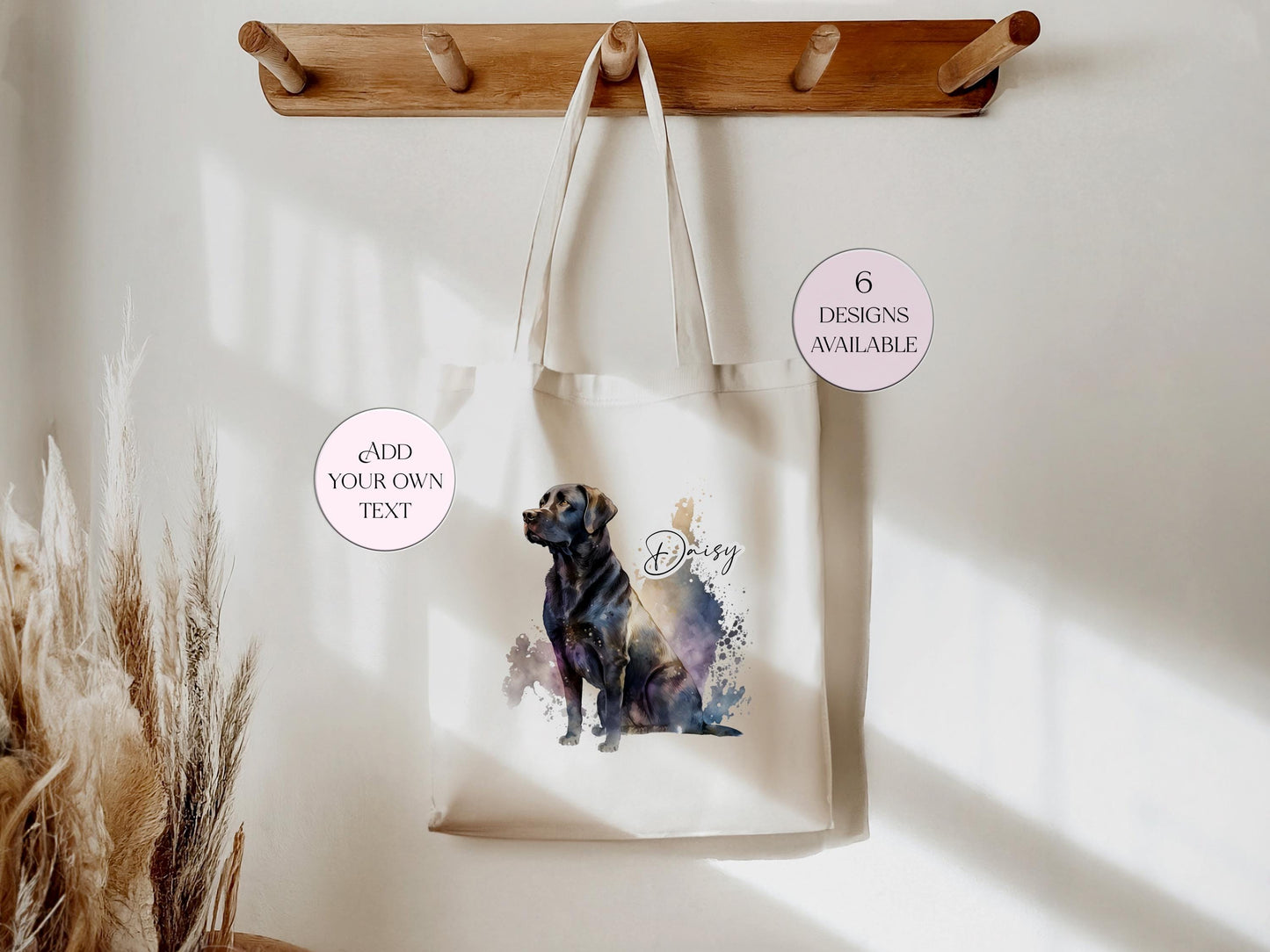 Watercolour Black Labrador Tote Bag | Personalised Gift for Her