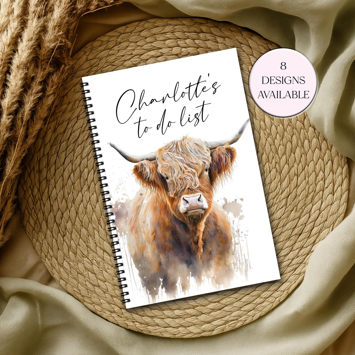 Personalised Highland Cow Notebook | Custom A4 & A5 Journal | Highland Cow Gift