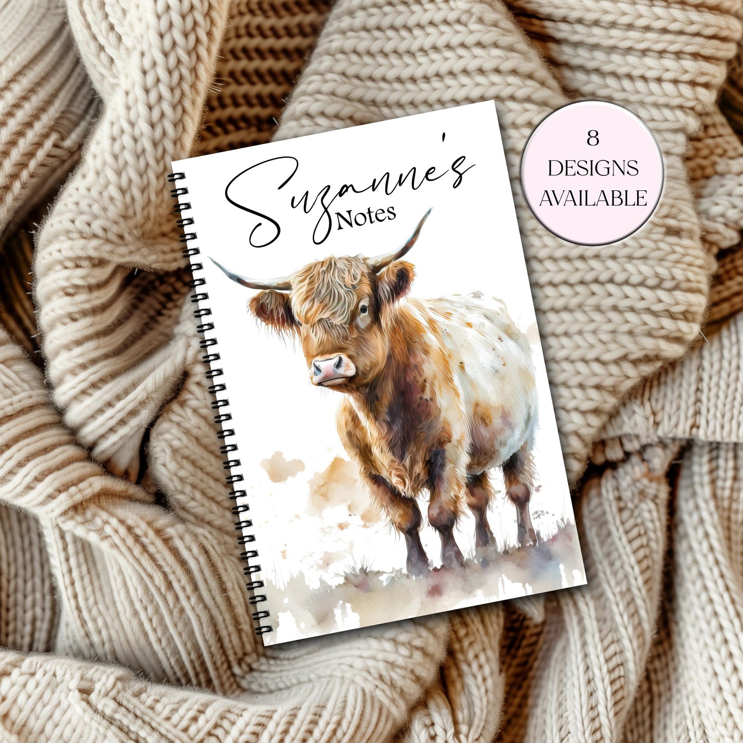 Personalised Highland Cow Notebook | Custom A4 & A5 Journal | Highland Cow Gift