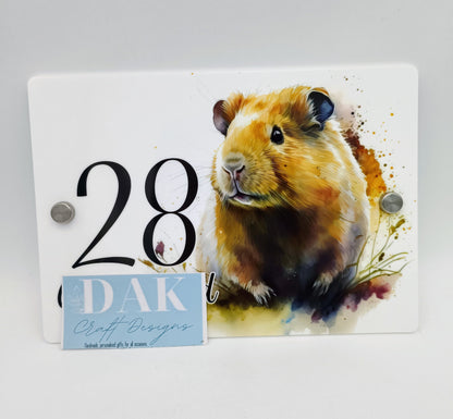 Personalised Guinea Pig Acrylic House Sign | Custom House Number Plaque | New Home Gift