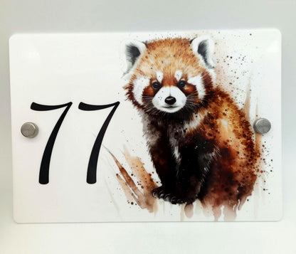 Personalised Watercolour Red Panda House Sign – Custom Address Plaque