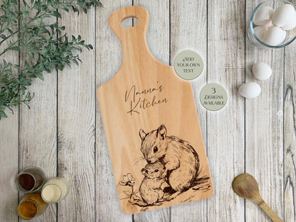 Personalised Wooden Mouse Cutting Board – Custom Engraved Kitchen Gift