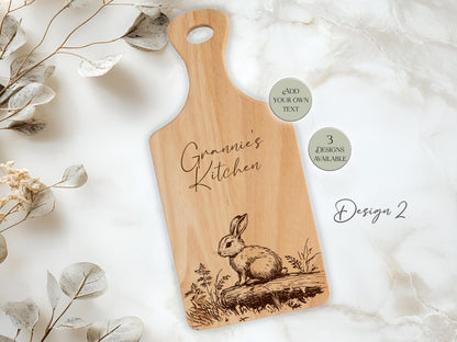 Personalised Bunny Rabbit Cutting Board – Custom Engraved Wooden Kitchen Gift
