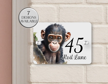 Personalised Watercolour Monkey House Sign | Acrylic Gate Plaque | New Home Gift
