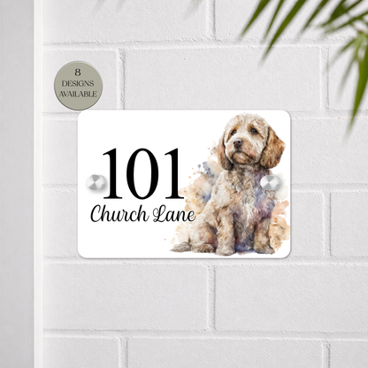 Personalised Watercolour Cockapoo House Sign | Acrylic Gate Plaque | New Home Gift