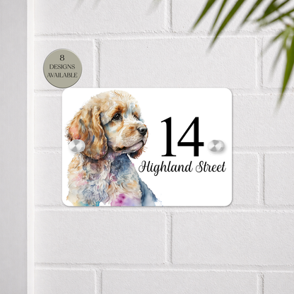 Personalised Watercolour Cockapoo House Sign | Acrylic Gate Plaque | New Home Gift