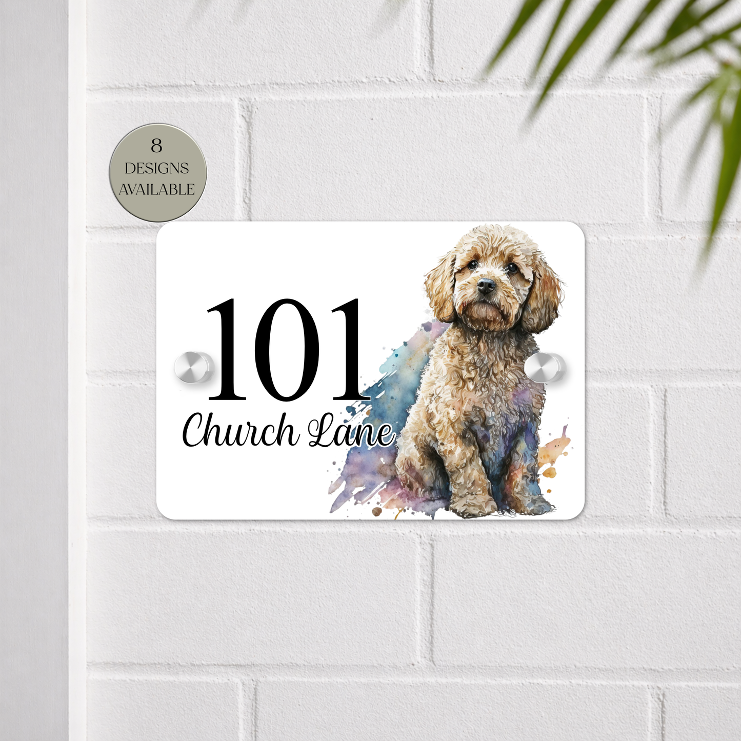 Personalised Watercolour Cockapoo House Sign | Acrylic Gate Plaque | New Home Gift