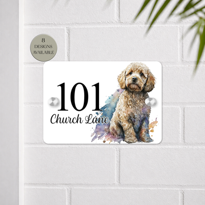 Personalised Watercolour Cockapoo House Sign | Acrylic Gate Plaque | New Home Gift
